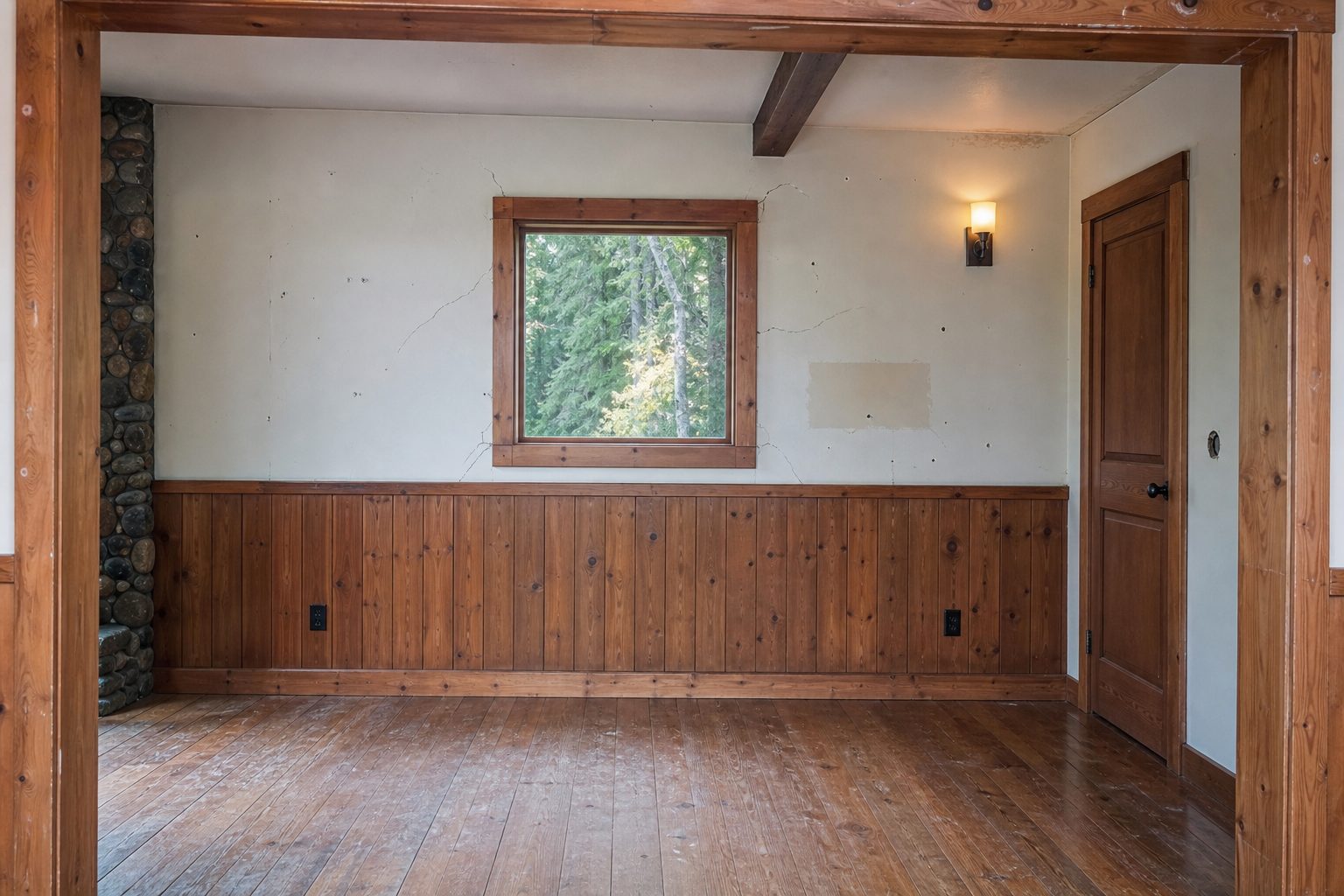 Before β Den Drywall & Trim Restoration